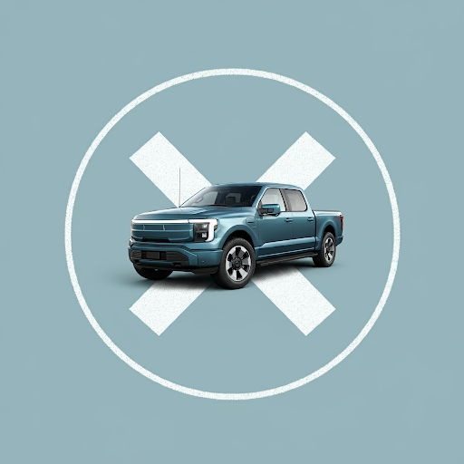 Ford F-150 Lightning production halted due to battery issues, symbolized by a red X.