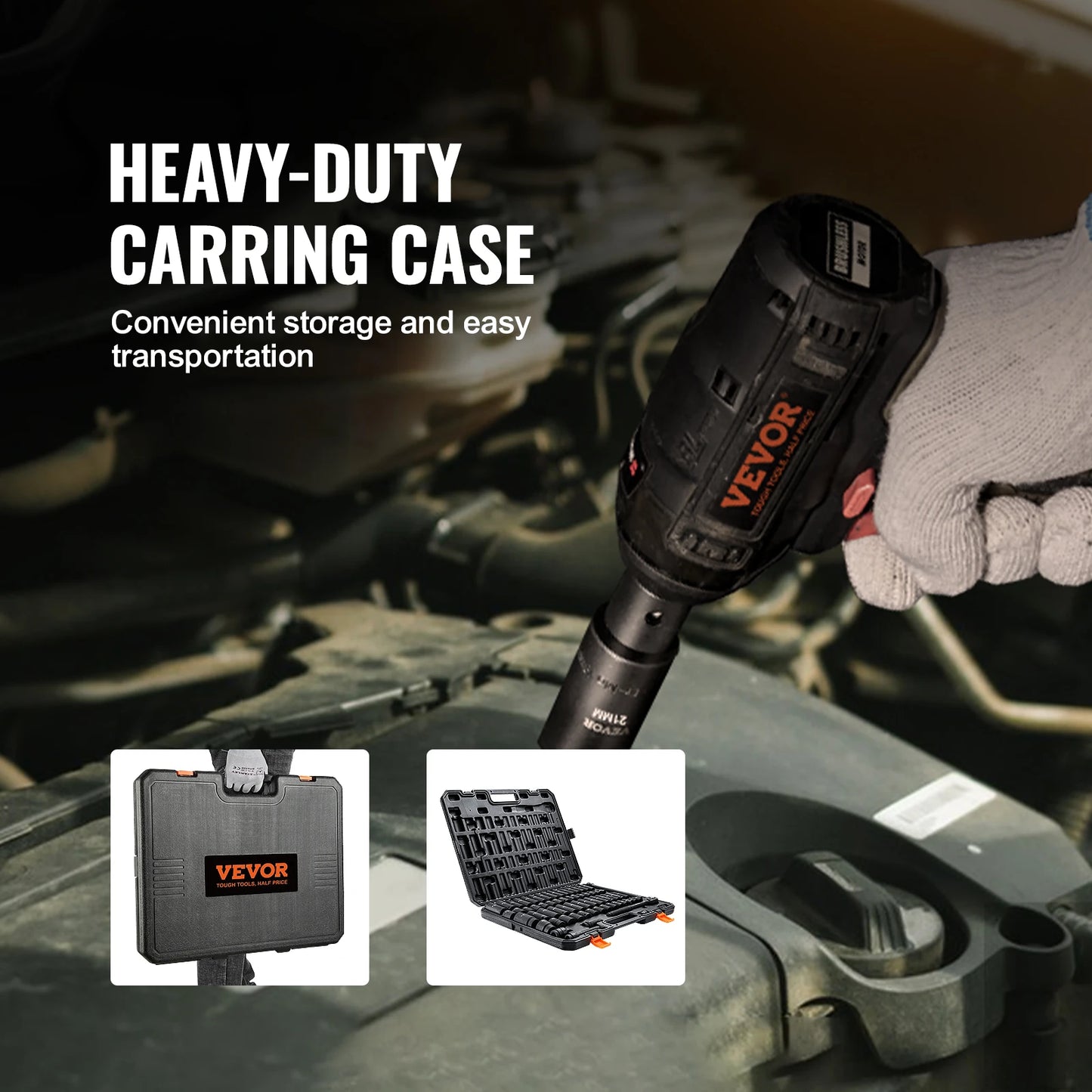 VEVOR Impact Socket Set - 1/2" Drive, Easy-Read Markings, Rugged Case