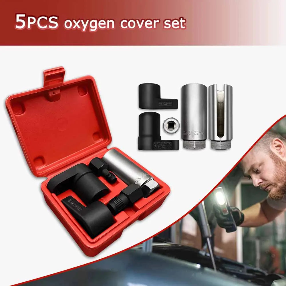 5pcs Oxygen Sensor Socket Wrench Kit 22mm 1/2"&3/8" Drive Removal Lambda Installation Repair Tool Automotive Parts Accessories