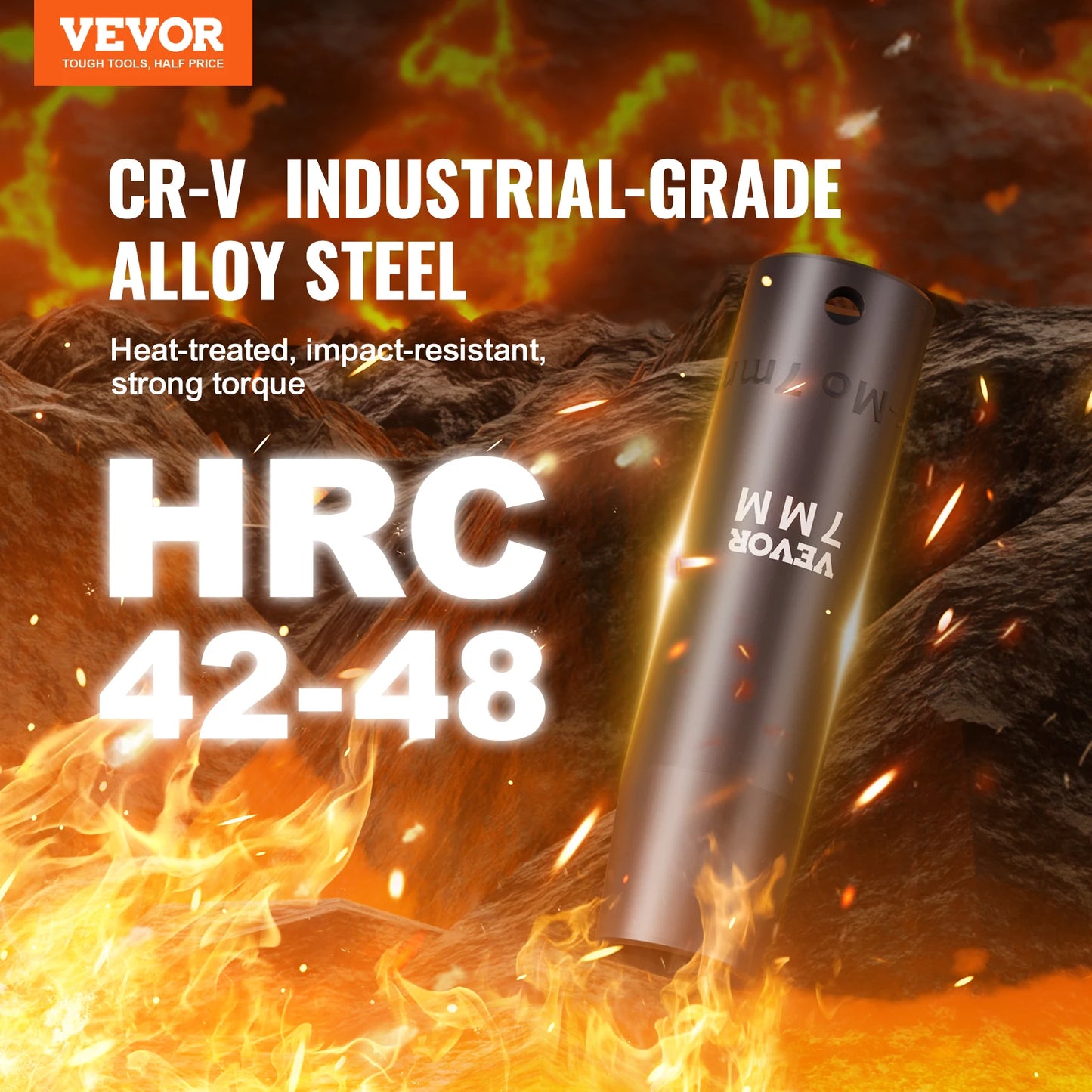 VEVOR Impact Socket Set - 1/2" Drive, Easy-Read Markings, Rugged Case