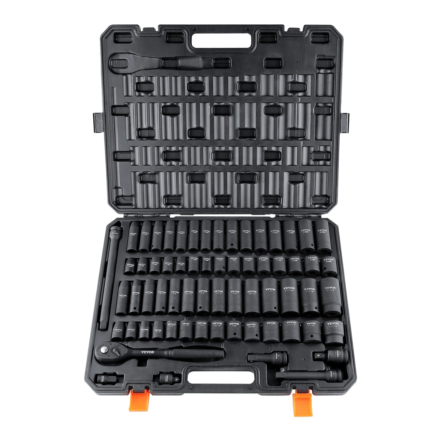 VEVOR Impact Socket Set - 1/2" Drive, Easy-Read Markings, Rugged Case