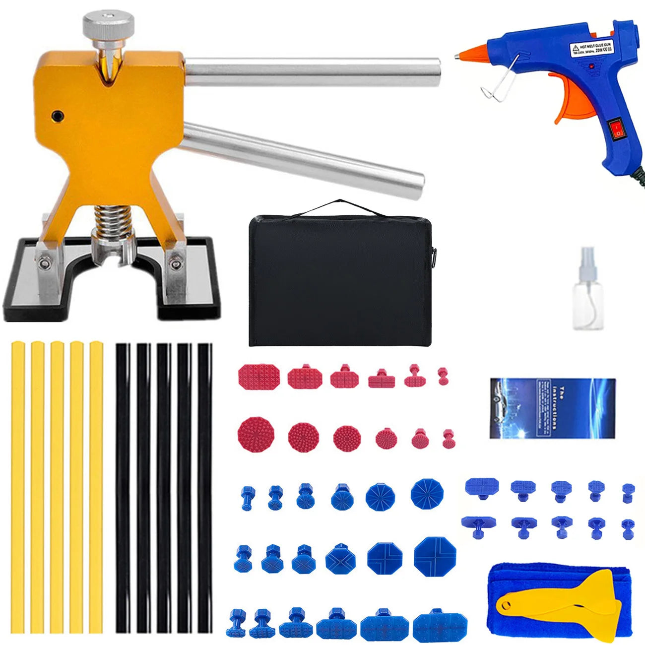 Car Dent Repair Kit Golden Lifter Slide Hammer T-bar Puller Paintless Automotive Mechanical Workshop Tools Body Dent Removal