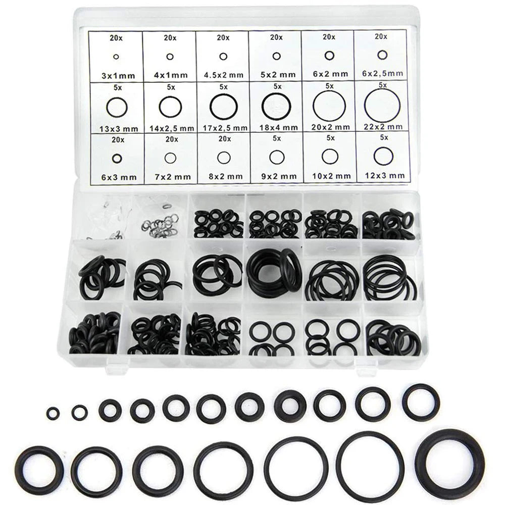 419/225pc O-Ring Assortment Set - 32 Sizes Nitrile Rubber for Plumbing & Auto
