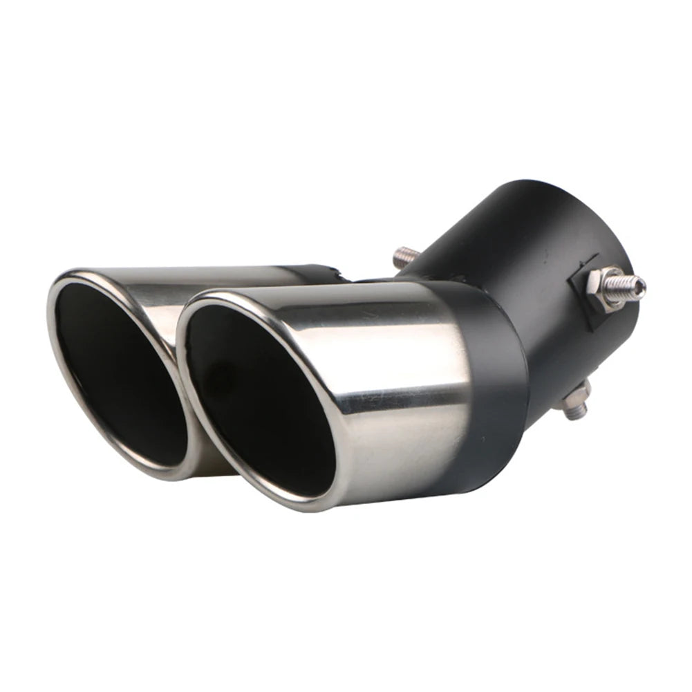 Universal Car Exhaust Muffler Exhaust Pipe Tail Throat Stainless Steel Car Muffler Tip Chrome Round Pipe Exhaust Tail Muffler Performance Accessory Bolt-On
