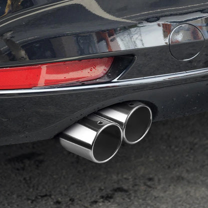 Universal Car Exhaust Muffler Exhaust Pipe Tail Throat Stainless Steel Car Muffler Tip Chrome Round Pipe Exhaust Tail Muffler Performance Accessory Bolt-On