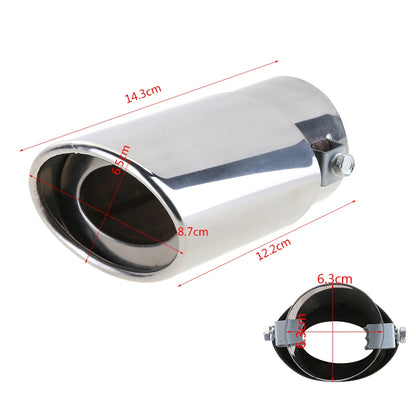 Universal Car Exhaust Muffler Exhaust Pipe Tail Throat Stainless Steel Car Muffler Tip Chrome Round Pipe Exhaust Tail Muffler Performance Accessory Bolt-On