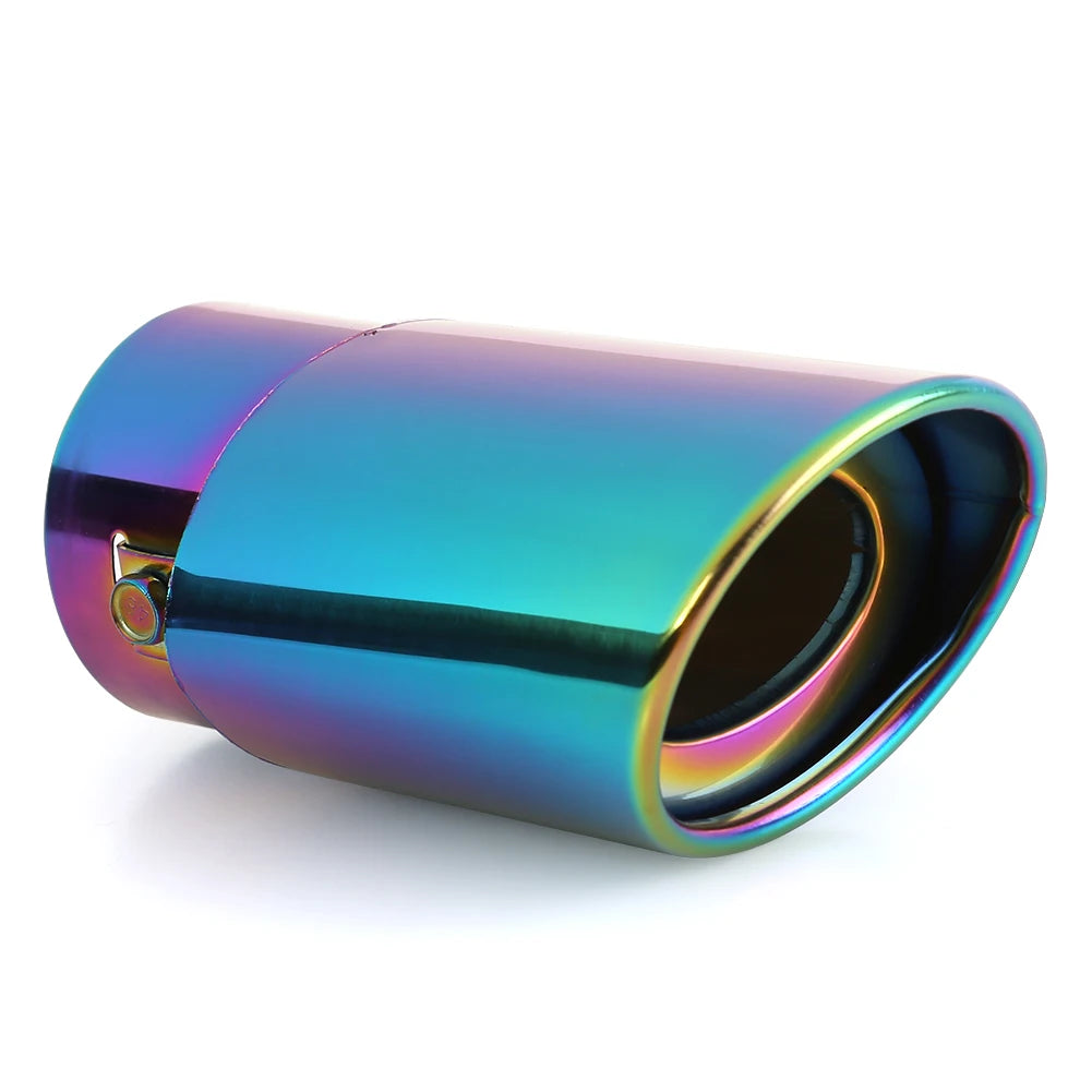 Universal Car Exhaust Muffler Exhaust Pipe Tail Throat Stainless Steel Car Muffler Tip Chrome Round Pipe Exhaust Tail Muffler Performance Accessory Bolt-On