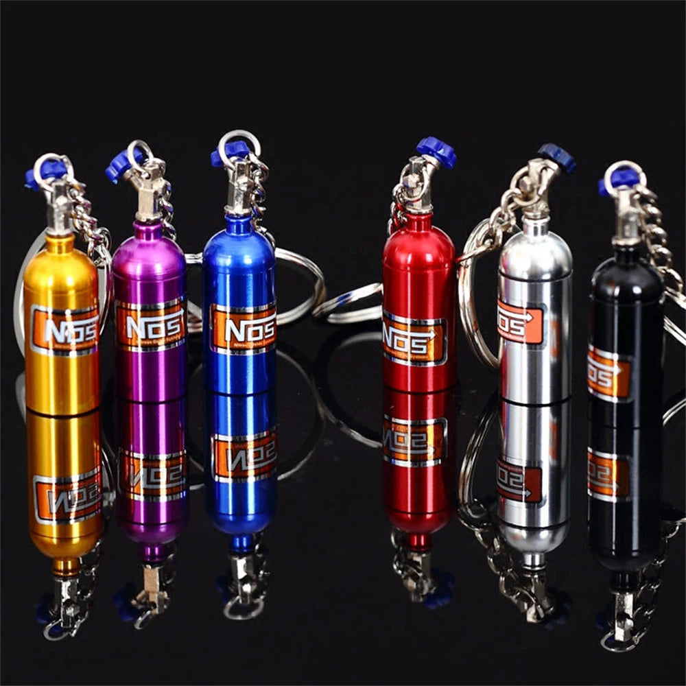 Creative Mini Nos Nitrogen Bottle Keychain Metal Detachable Car Key Holder Handbag Pendents For Men Fashion Key Accessories Gift