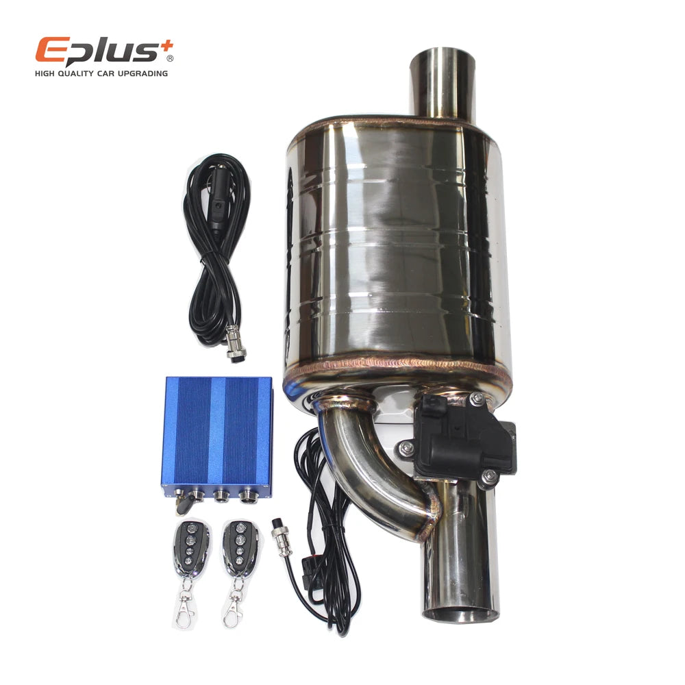EPLUS Electric Exhaust Valve Control Kit - Adjustable Angle, Universal Stainless Steel (51/63/70/76mm)