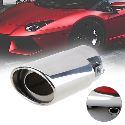 Universal Car Exhaust Muffler Exhaust Pipe Tail Throat Stainless Steel Car Muffler Tip Chrome Round Pipe Exhaust Tail Muffler Performance Accessory Bolt-On